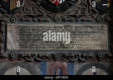 Purefoy Monument Detail, St. Michael`s Church, Fenny Drayton, Leicestershire, England, Großbritannien Stockfoto